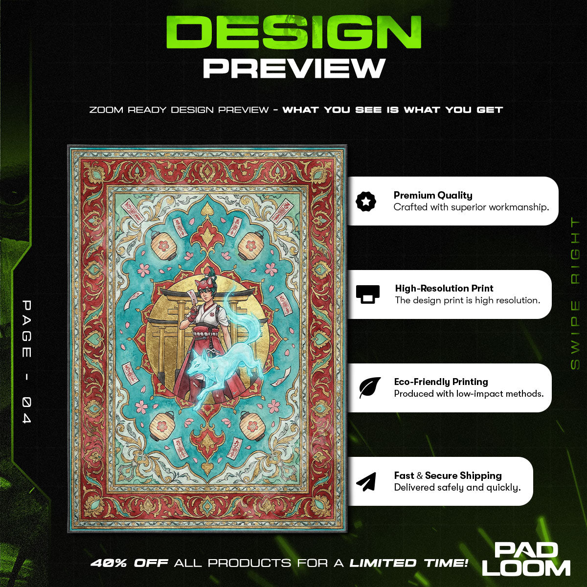 Kiriko Spirit Fox Rug - Overwatch Chair Mat