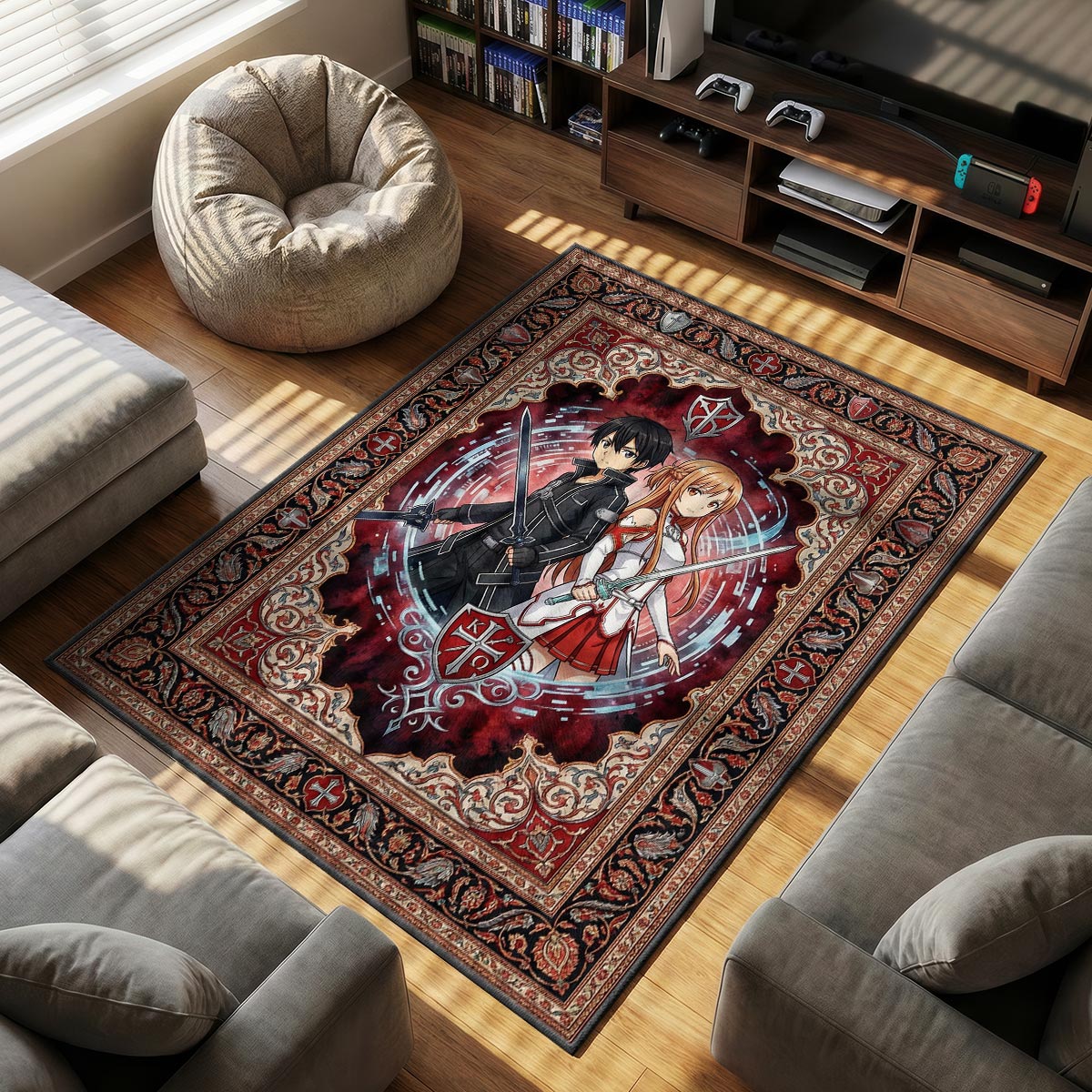 Kirito & Asuna Knights Rug - Sword Art Online Chair Mat