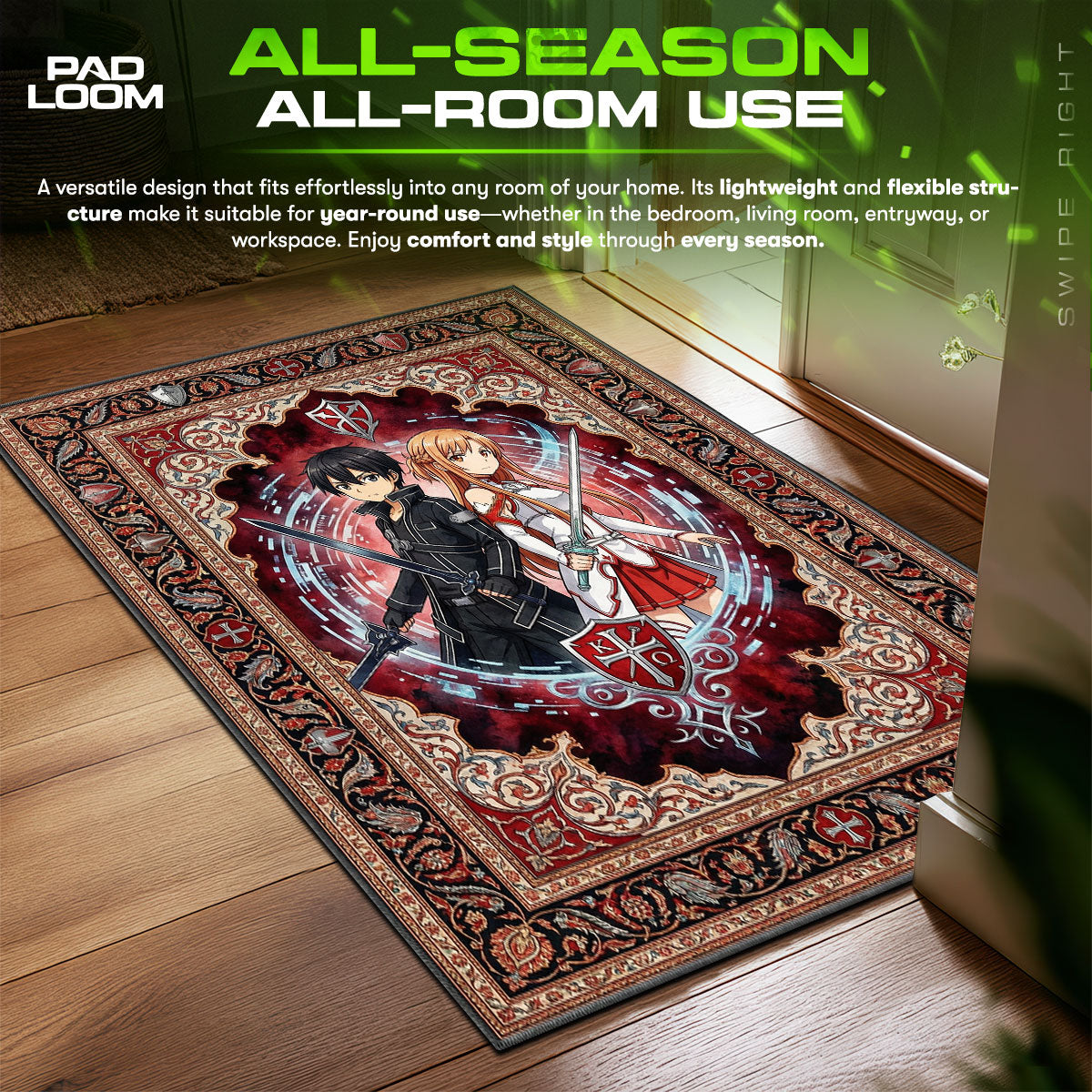 Kirito & Asuna Knights Rug - Sword Art Online Chair Mat