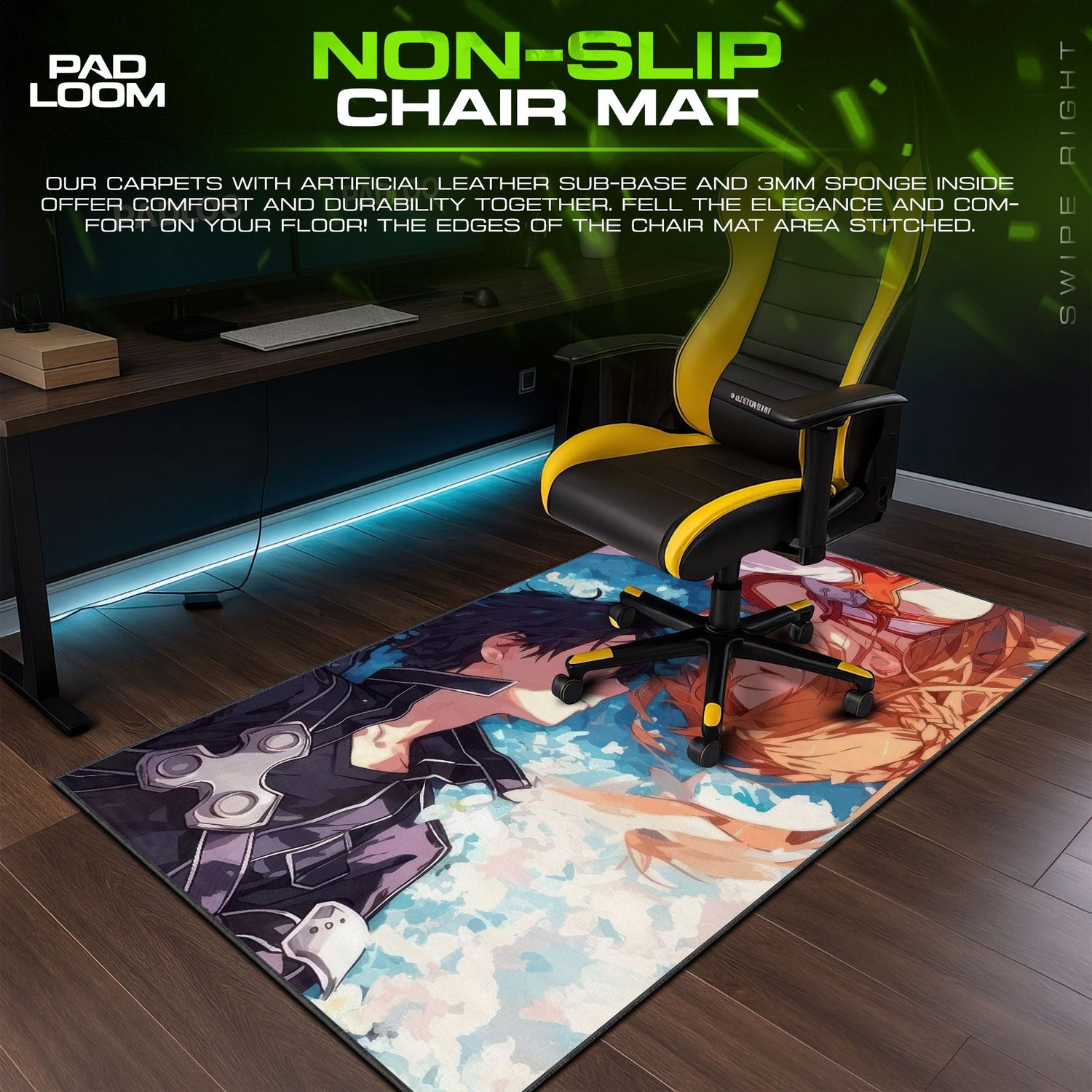 Kirito & Asuna Resting Moment Mouse Pad, Sword Art Online Gaming Desk Mat Padloom