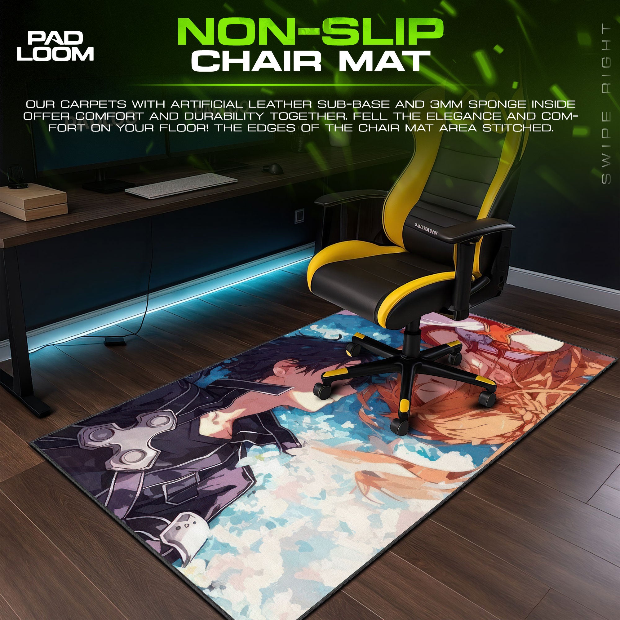 Kirito & Asuna Resting Moment Mouse Pad, Sword Art Online Gaming Desk Mat
