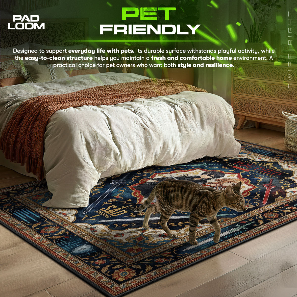 Kirito & Asuna You Died Rug - Sword Art Online Chair Mat