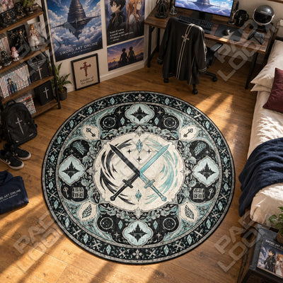 Kirito Crossed Round Rug - Sword Art Online Chair Mat