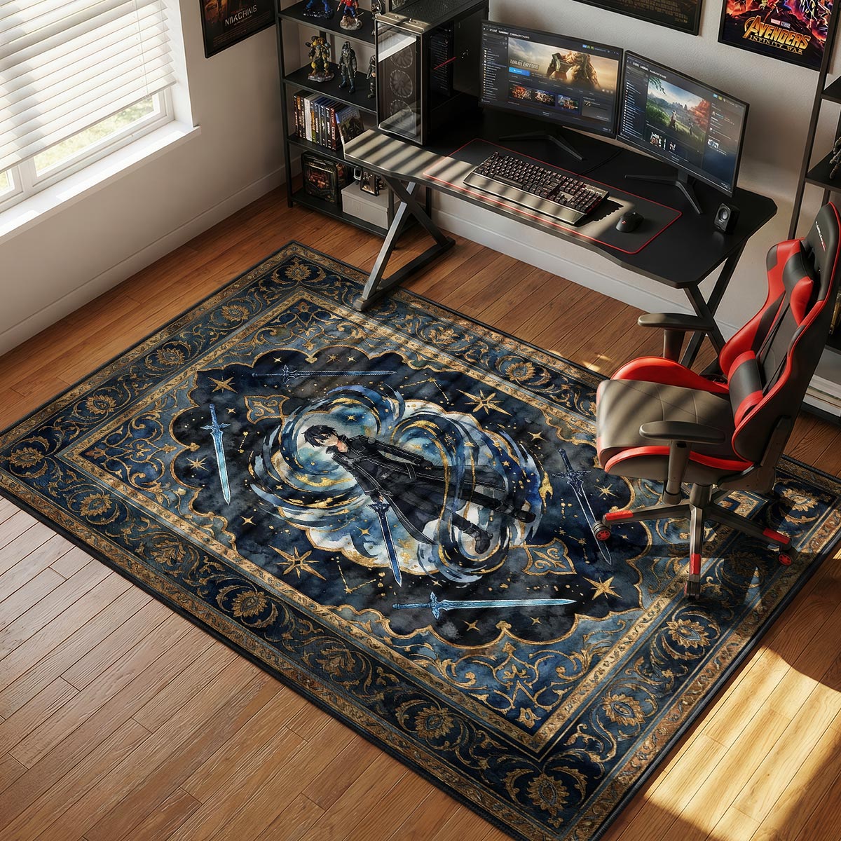 Kirito Dual Wield Rug - Sword Art Online Chair Mat