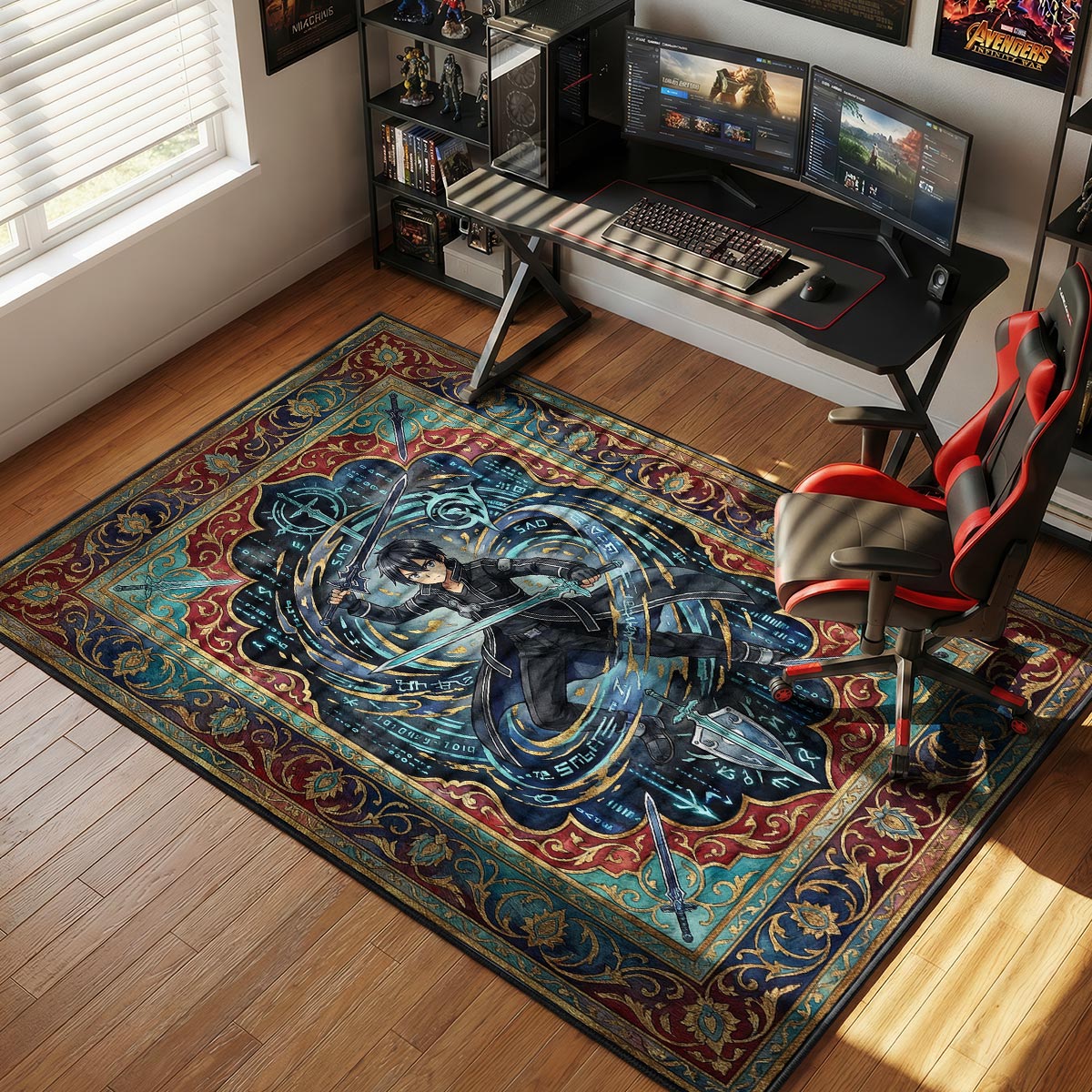 Kirito Dual Wield Rug - Sword Art Online Chair Mat