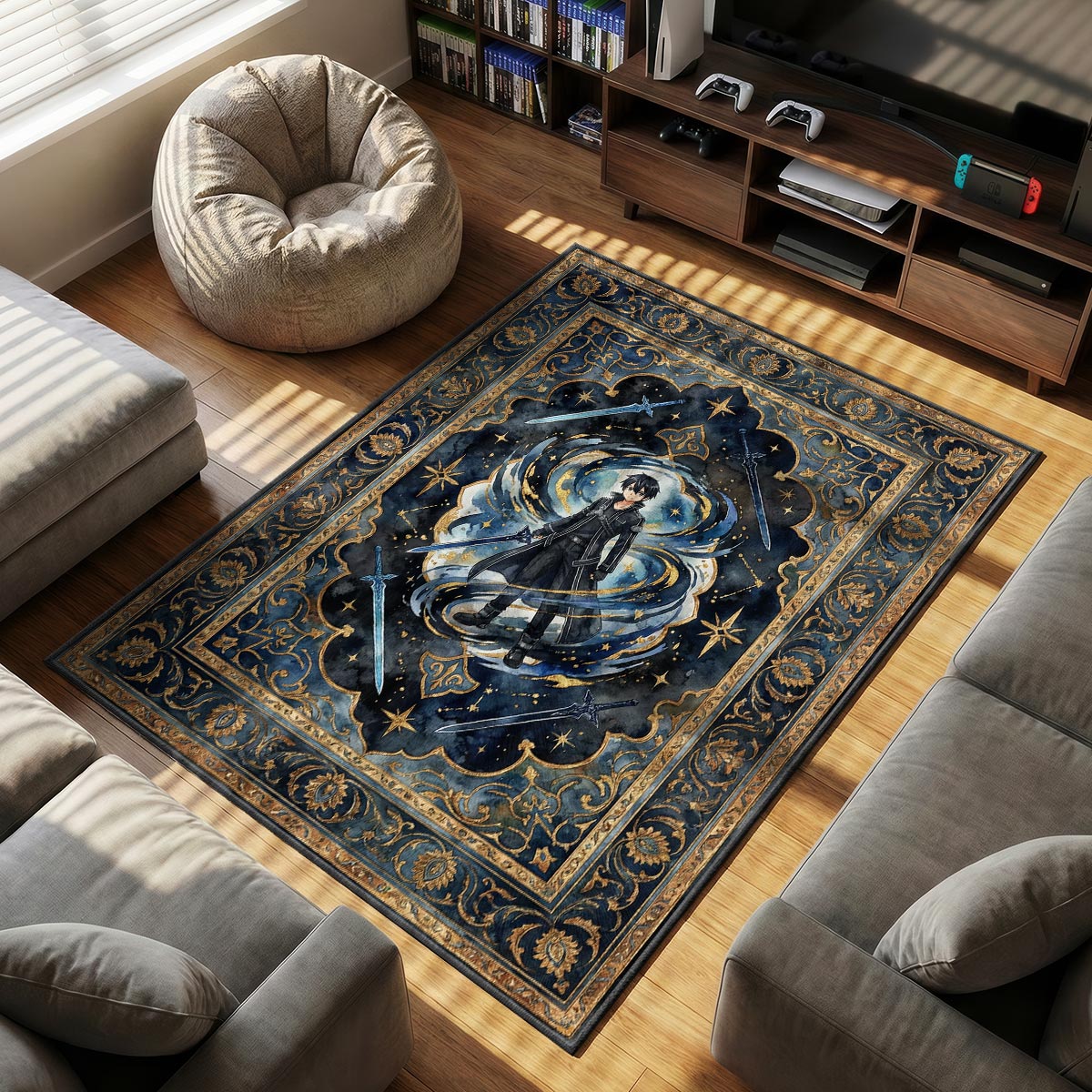 Kirito Dual Wield Rug - Sword Art Online Chair Mat
