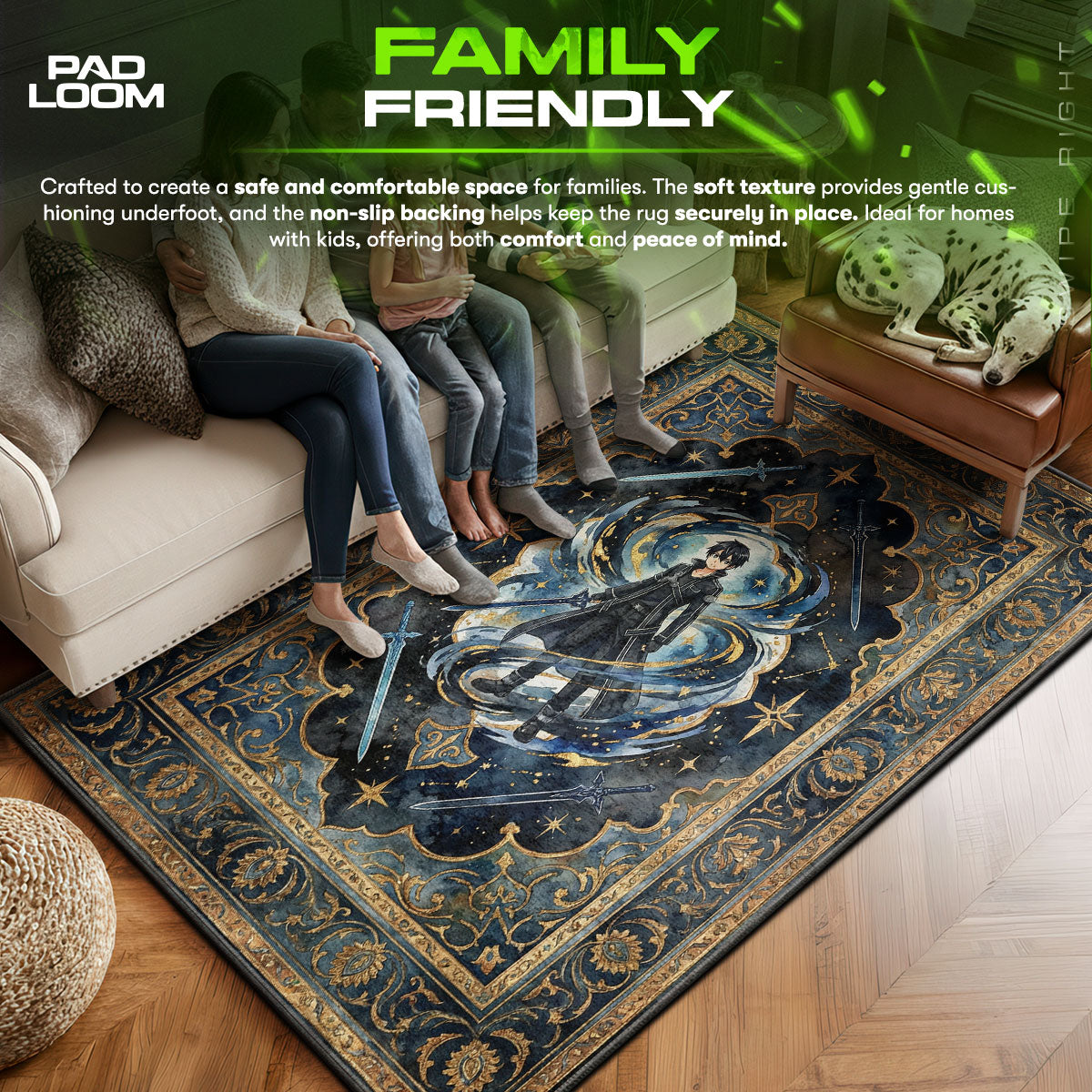 Kirito Dual Wield Rug - Sword Art Online Chair Mat
