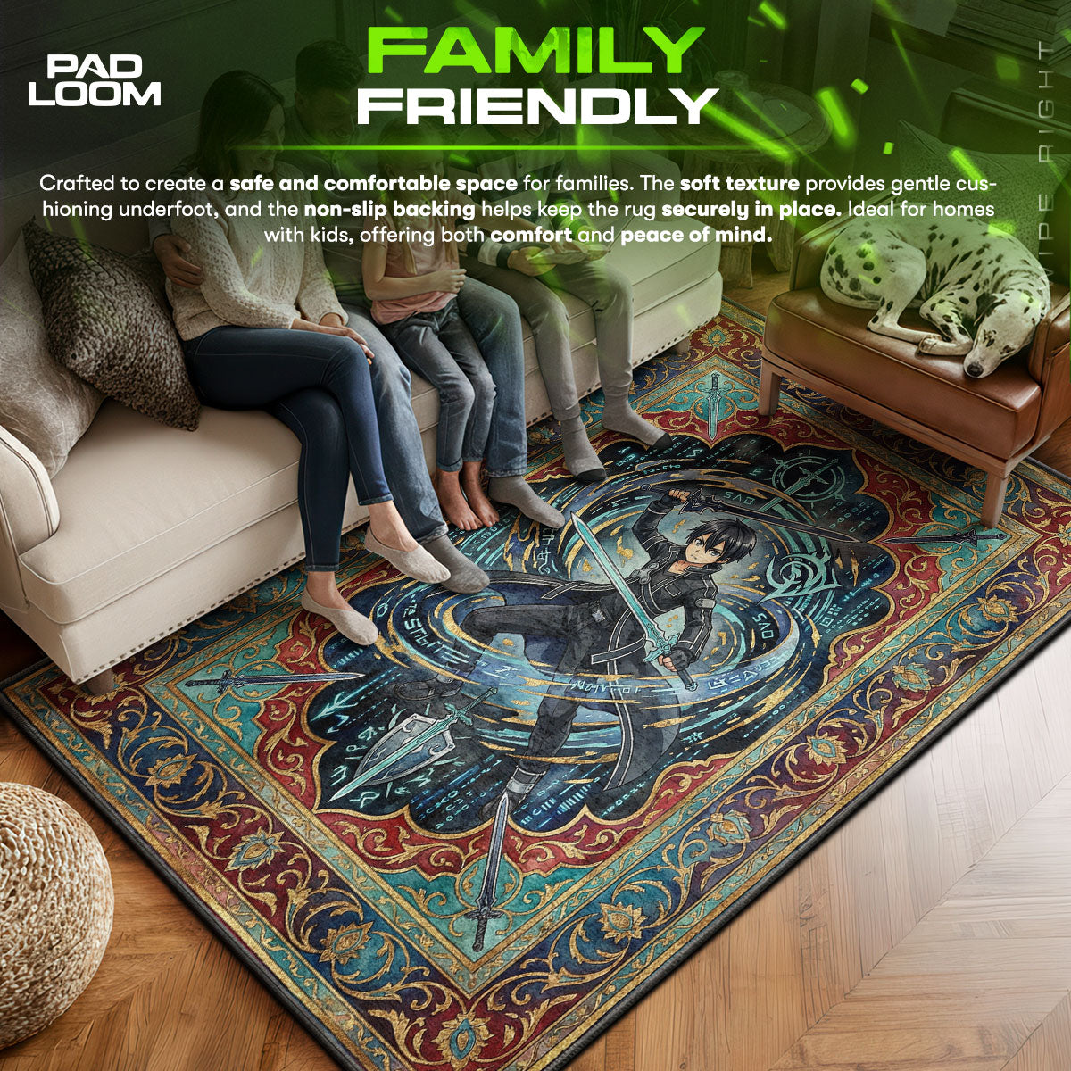 Kirito Dual Wield Rug - Sword Art Online Chair Mat