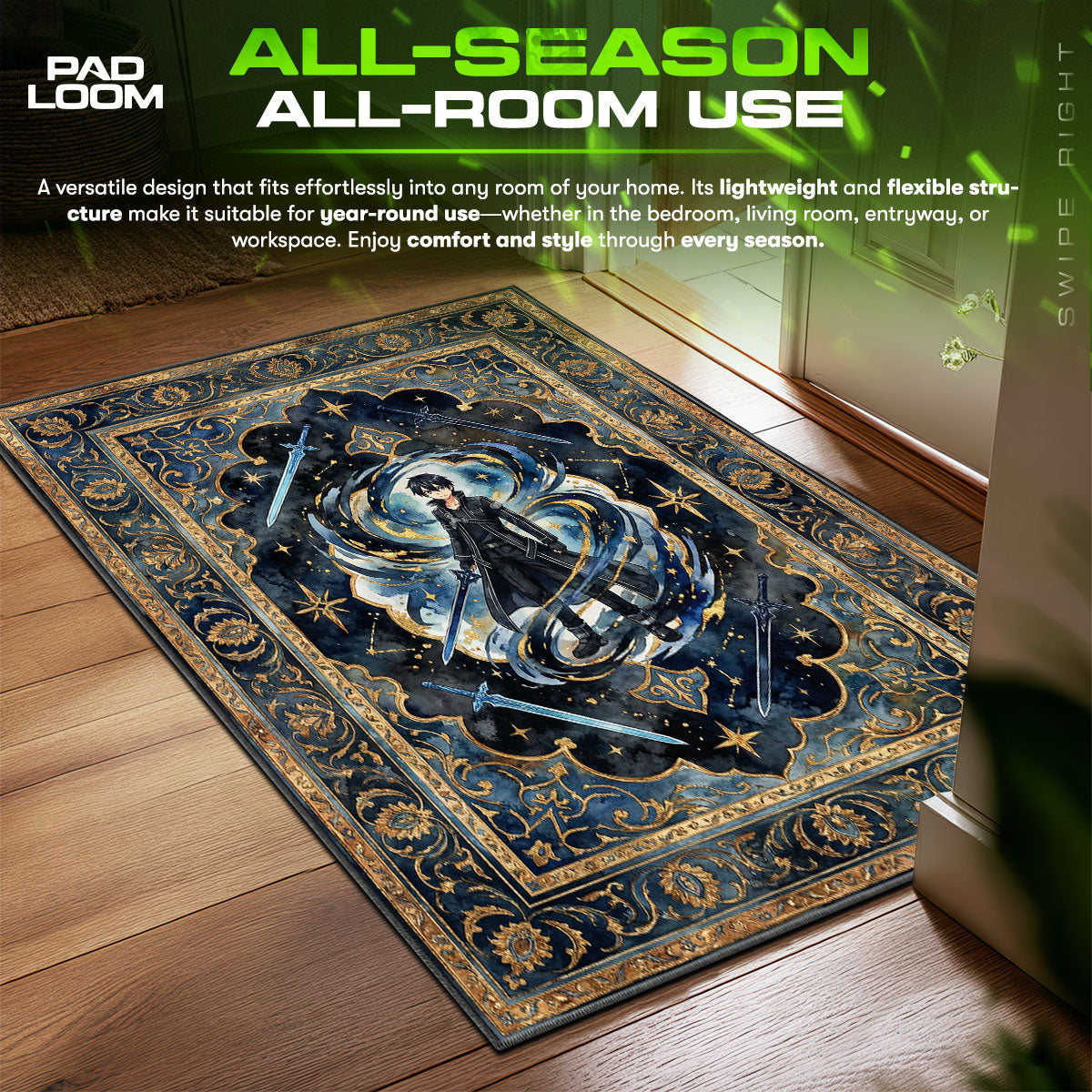 Kirito Dual Wield Rug - Sword Art Online Chair Mat