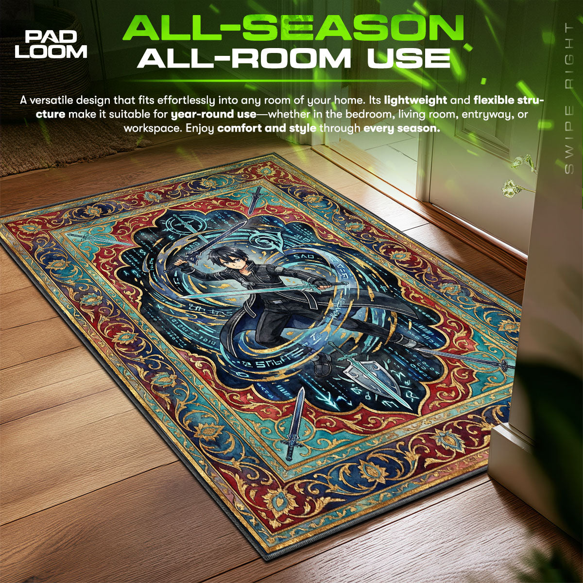 Kirito Dual Wield Rug - Sword Art Online Chair Mat