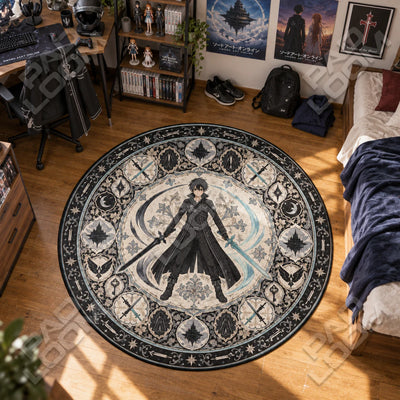 Kirito Duelist Round Rug - Sword Art Online Chair Mat