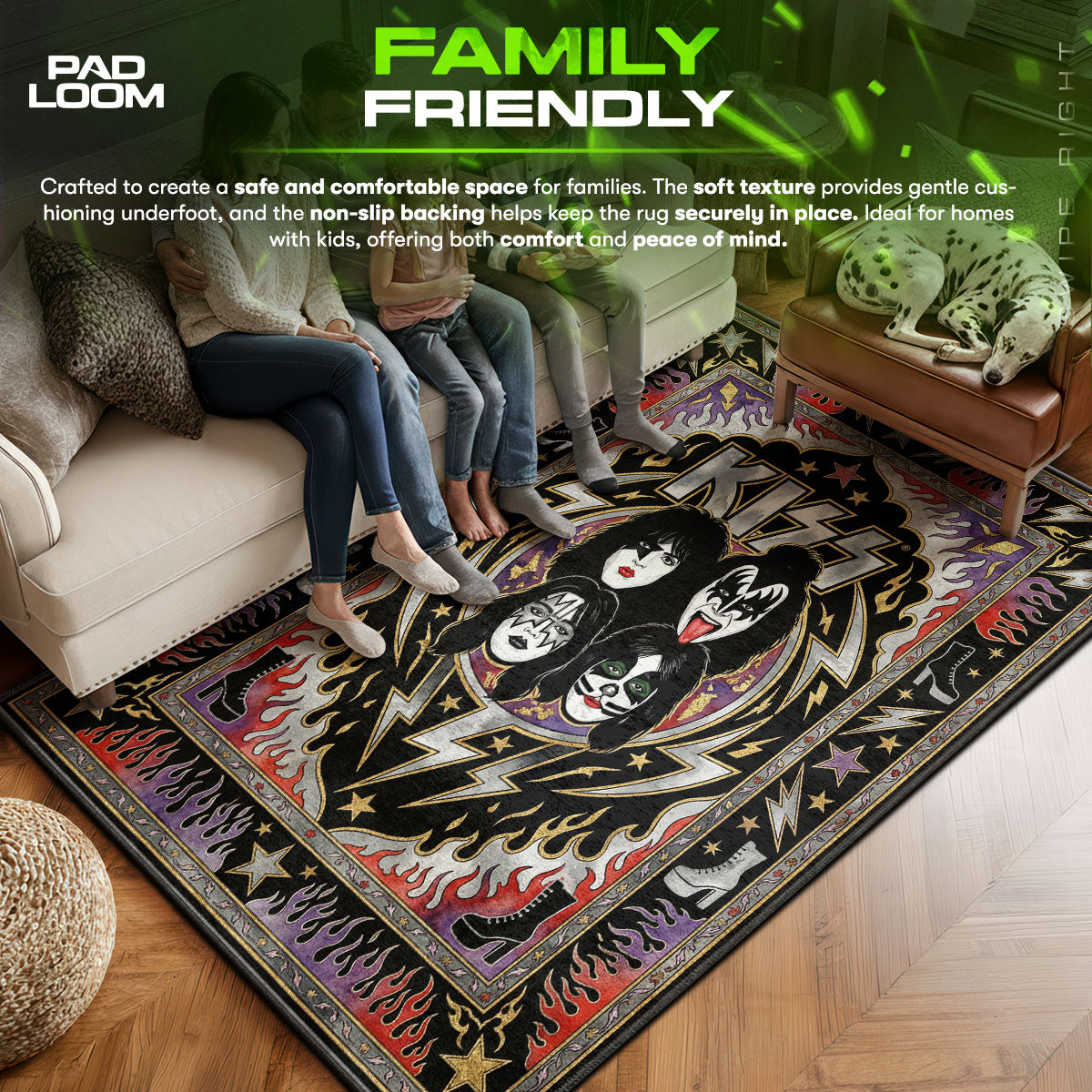 Area character design printed on rug