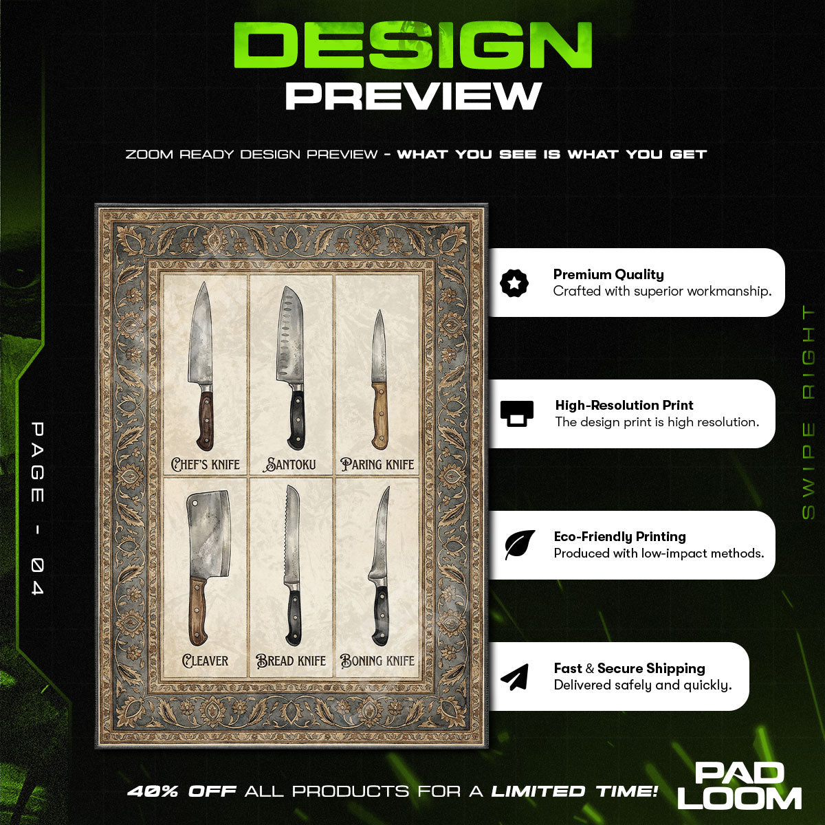 Kitchen Knives Guide Chef's Kitchen Floor rug — main product view