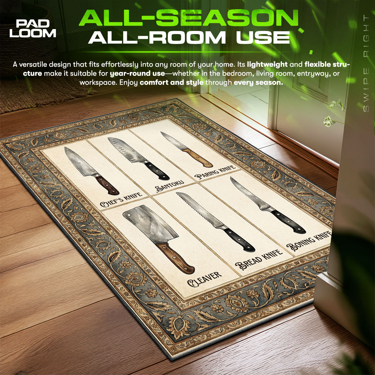Detailed close-up of Kitchen rug pattern