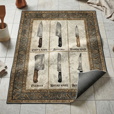 Kitchen Knives Guide Rug — Chef's Kitchen Floor Mat