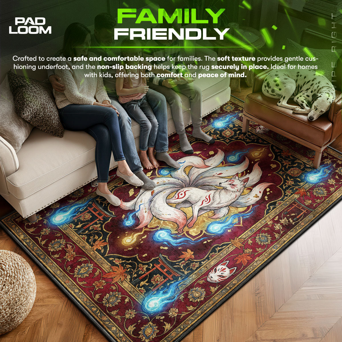 Area character design printed on rug