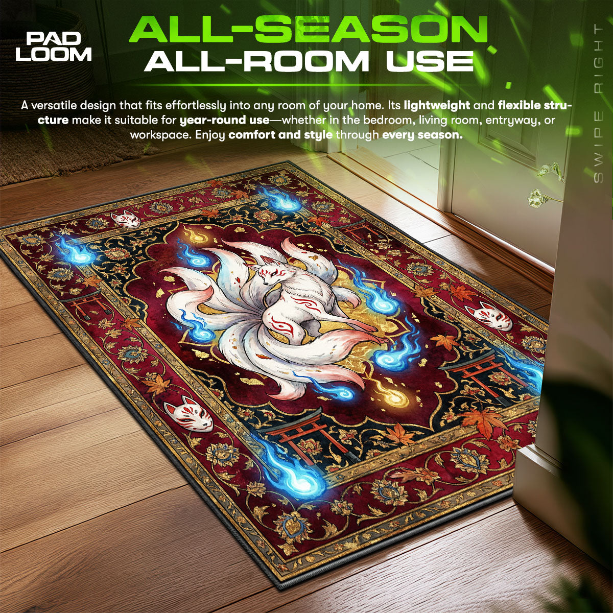 Detailed close-up of Kitsune rug pattern