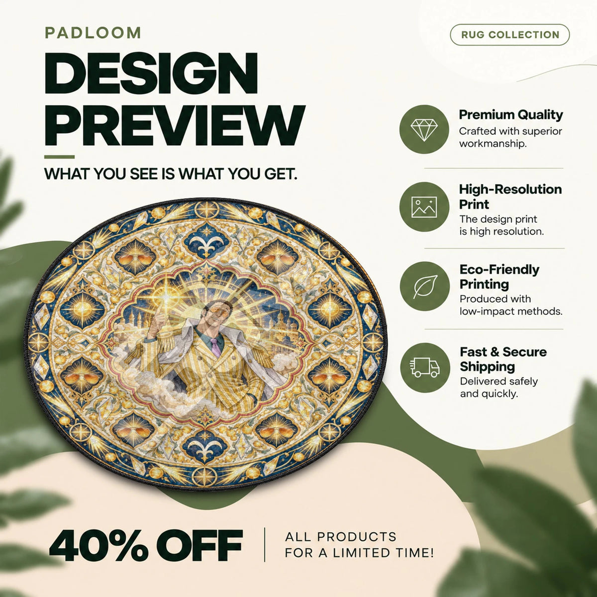 Kizaru Sunburst One Piece round rug full design preview