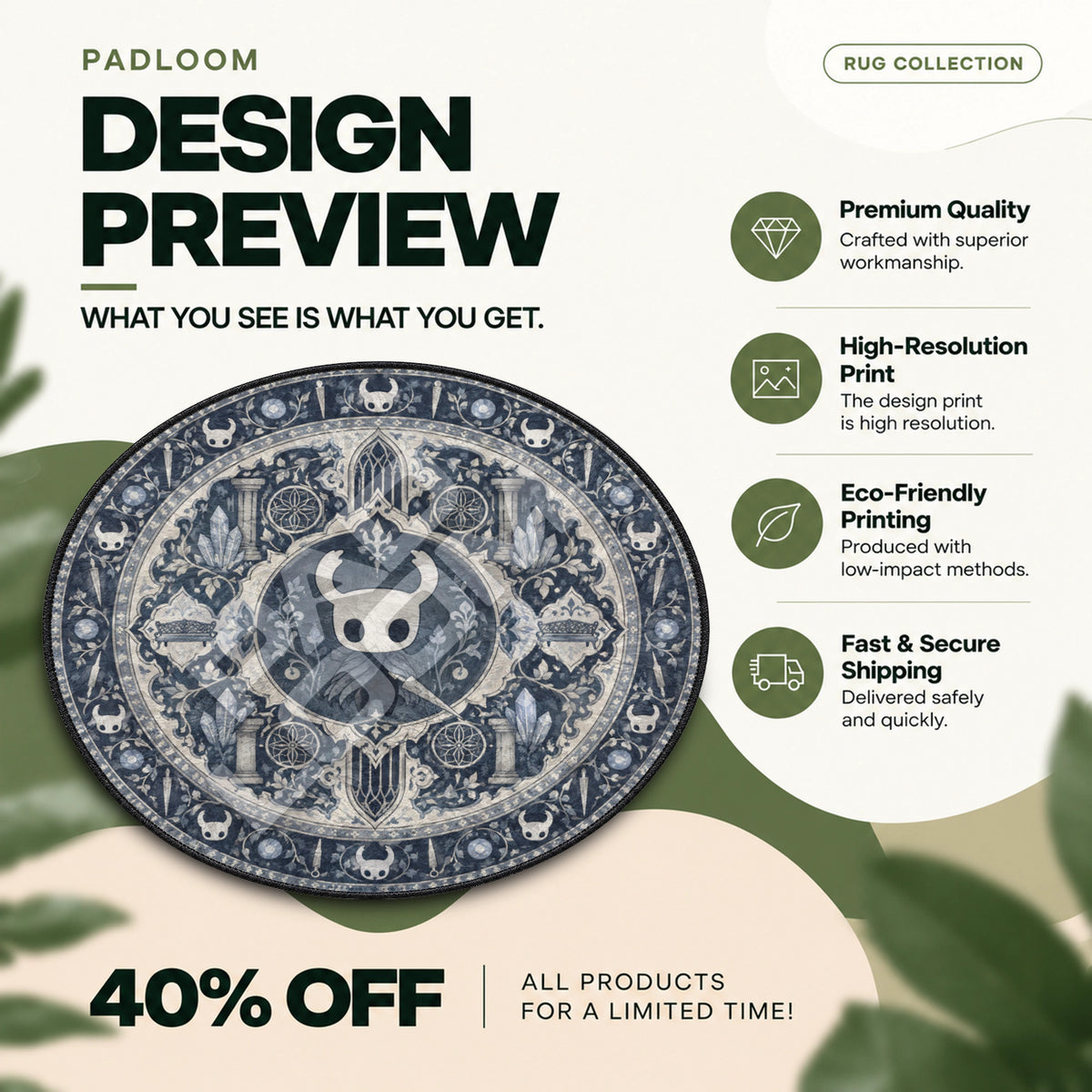 Knight Medallion Round Rug - Hollow Knight Chair Mat