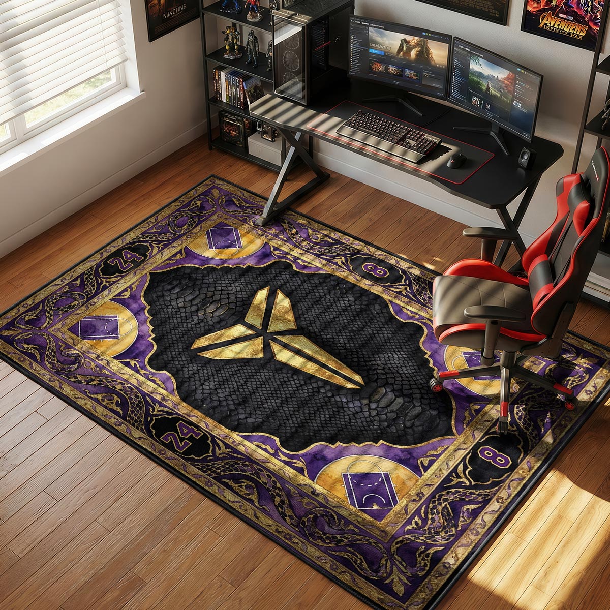 Kobe Mamba Logo Purple Gold Floor Decor rug — main product view