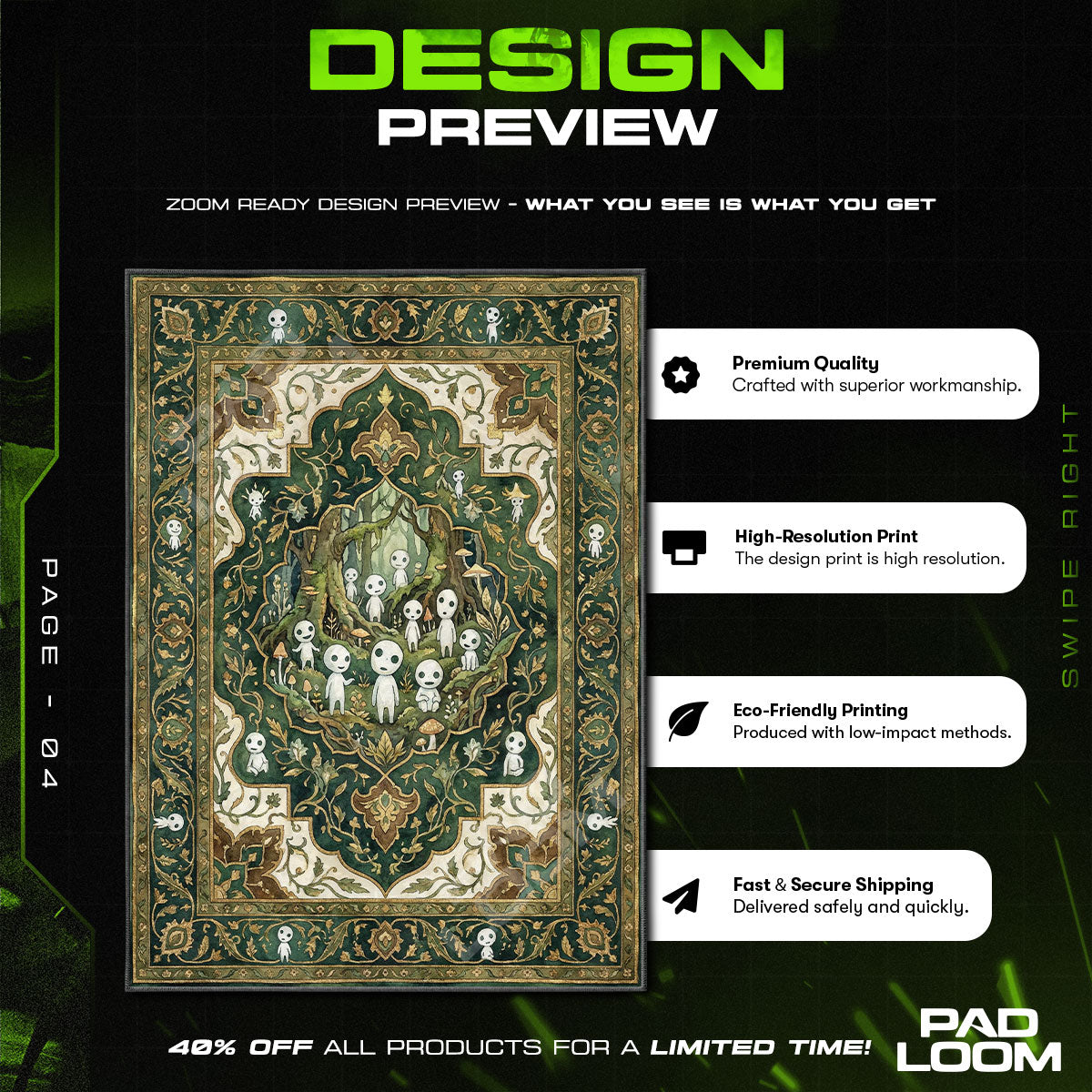 Chair character design printed on rug
