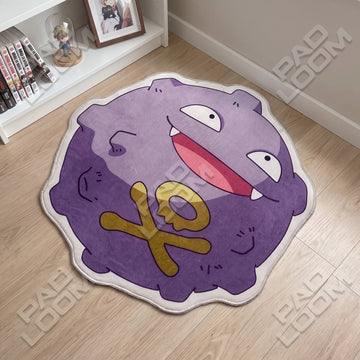 Koffing shaped area rug, die-cut anime gaming rug