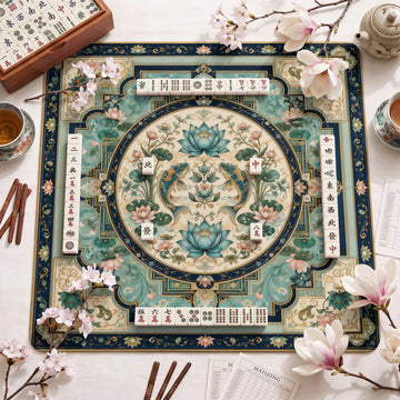 Koi Lotus Pond Mahjong Mat – neoprene mah jongg table mat