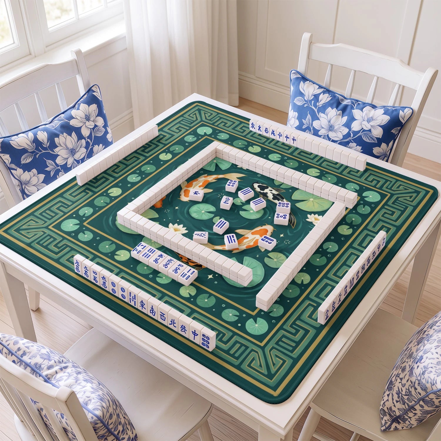 Koi Pond Mahjong Mat - Mah Jongg Table Mat
