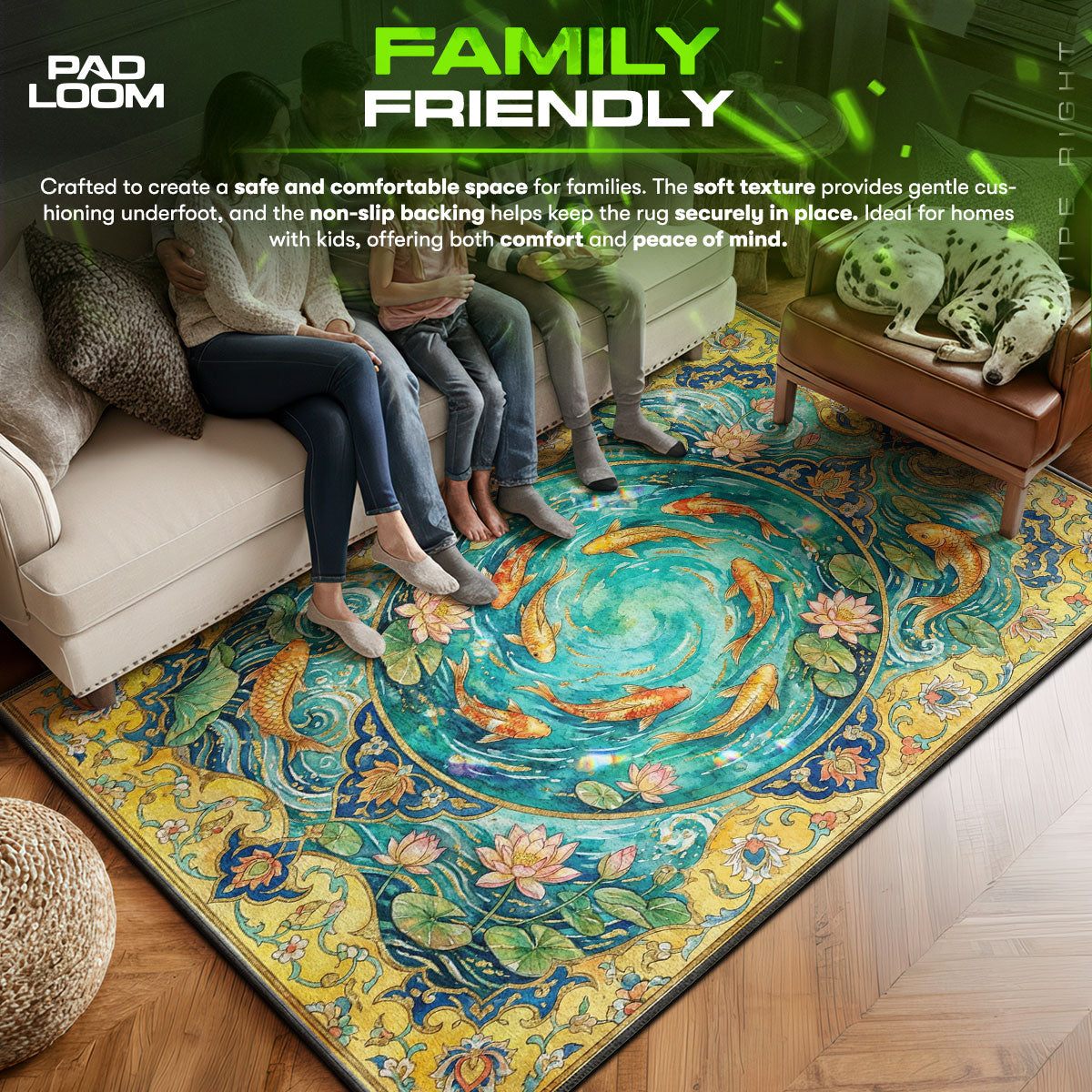 Area character design printed on rug