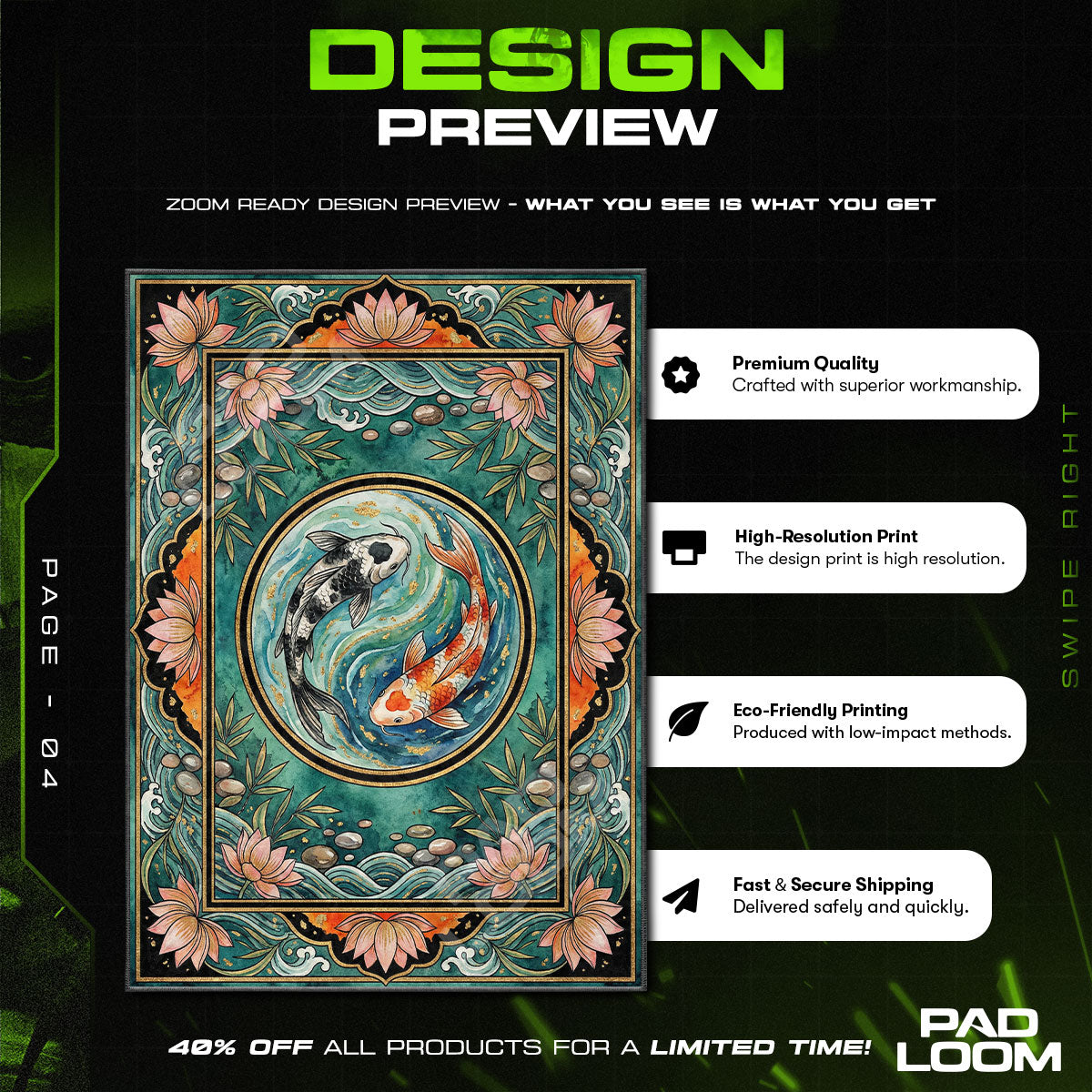 Koi Yin Yang Pond Japanese Zen Area rug — main product view