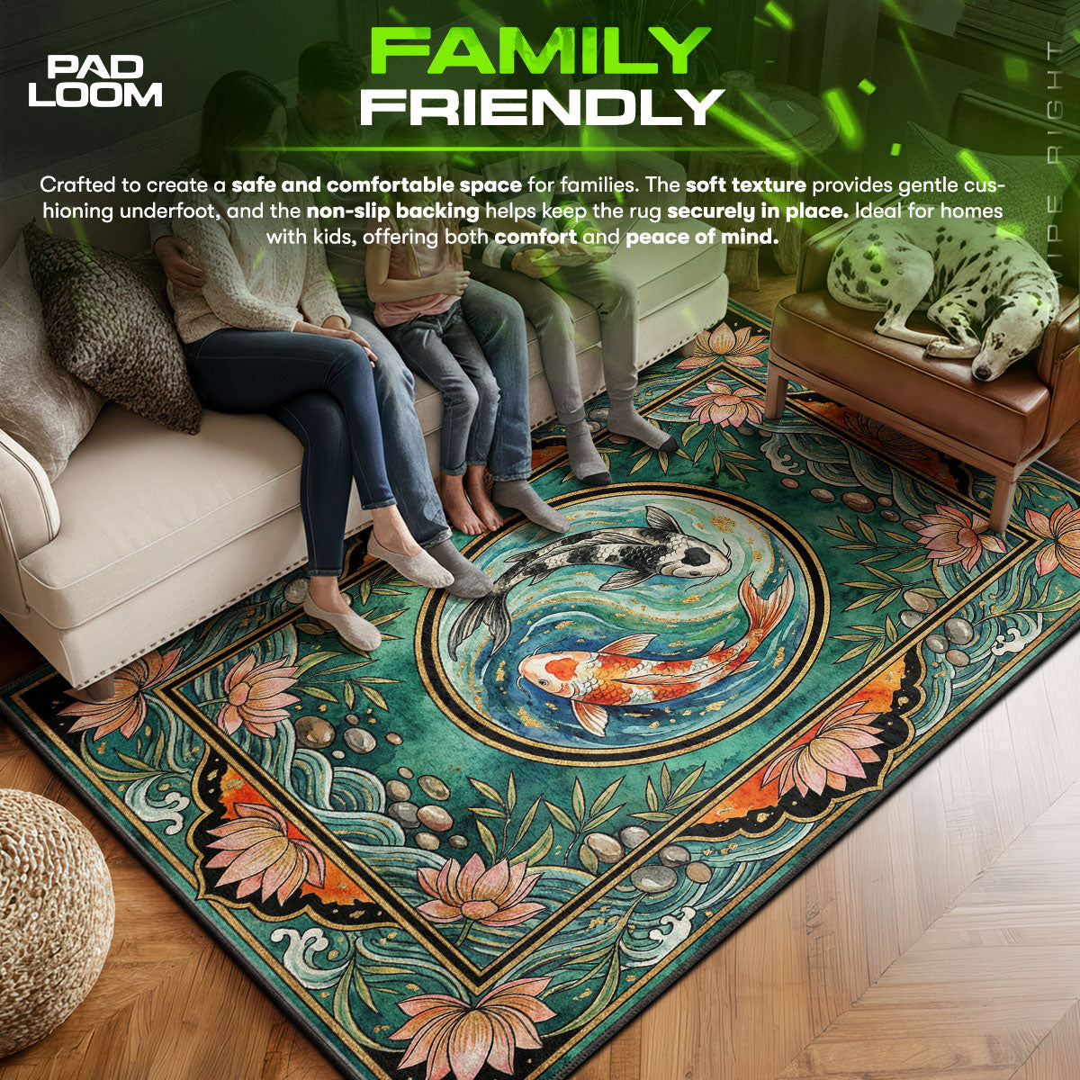 Area character design printed on rug