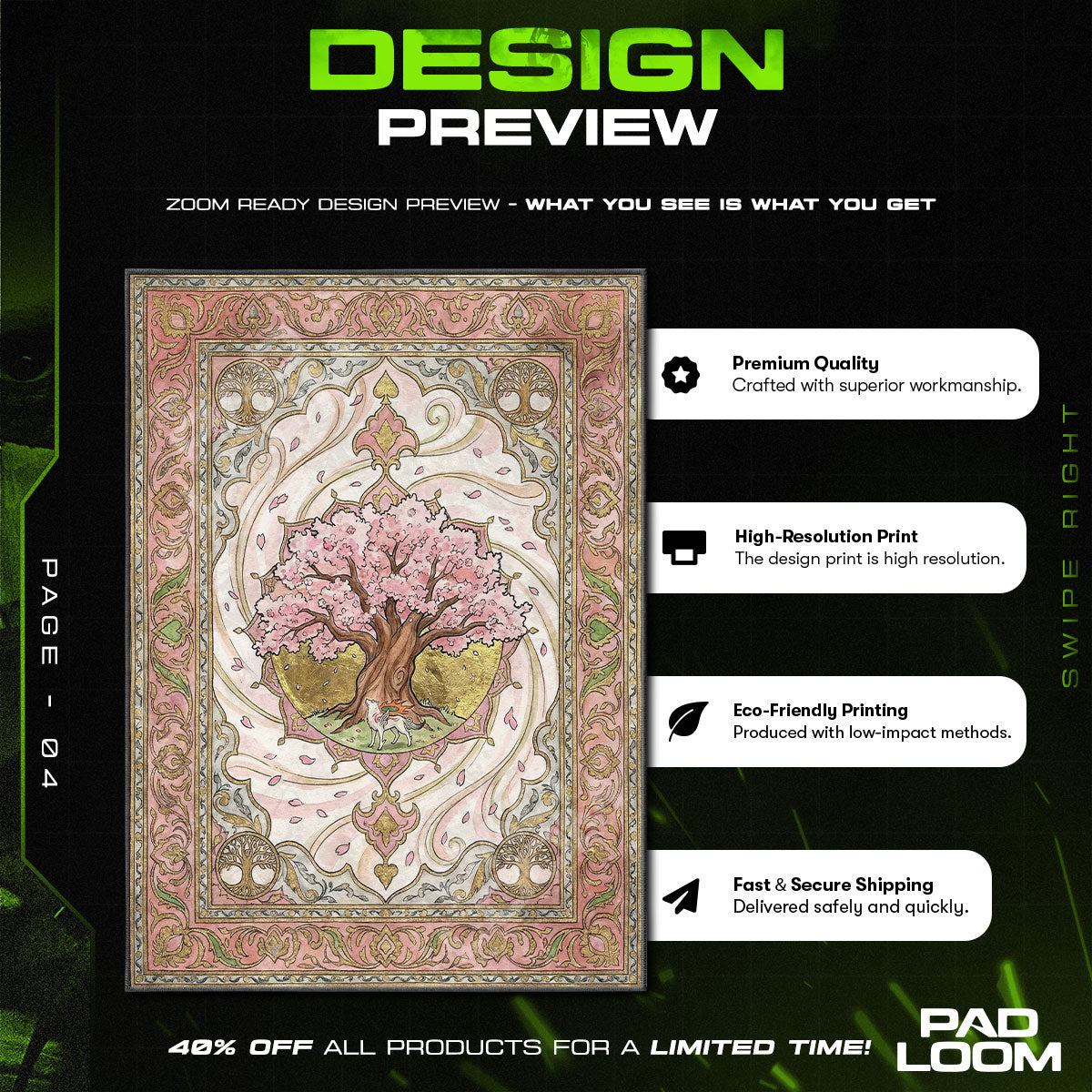 Konohana Sakura Tree Rug - Okami Chair Mat