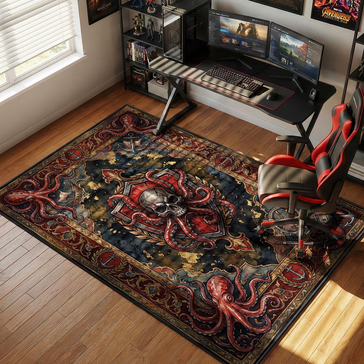 Kraken Skull Deep Sea Rug - World of Warships Chair Mat