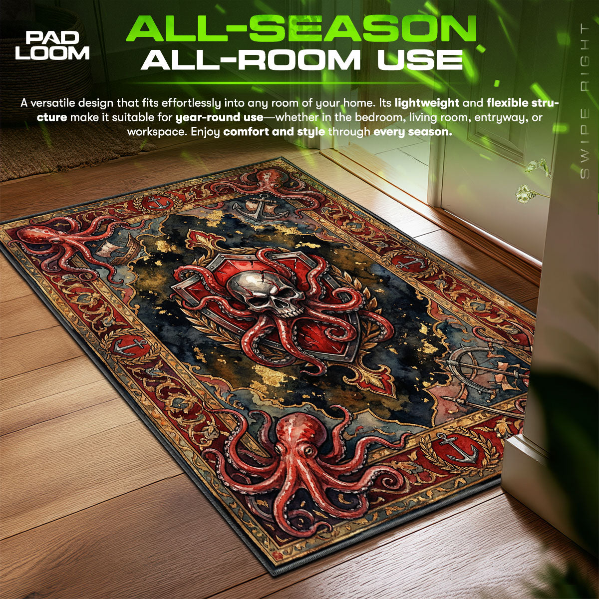 Kraken Skull Deep Sea Rug - World of Warships Chair Mat
