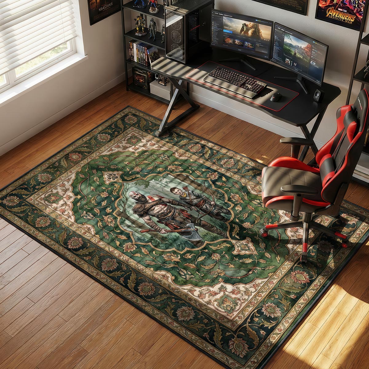 Kratos & Atreus Nordic Forest Rug - God of War Chair Mat