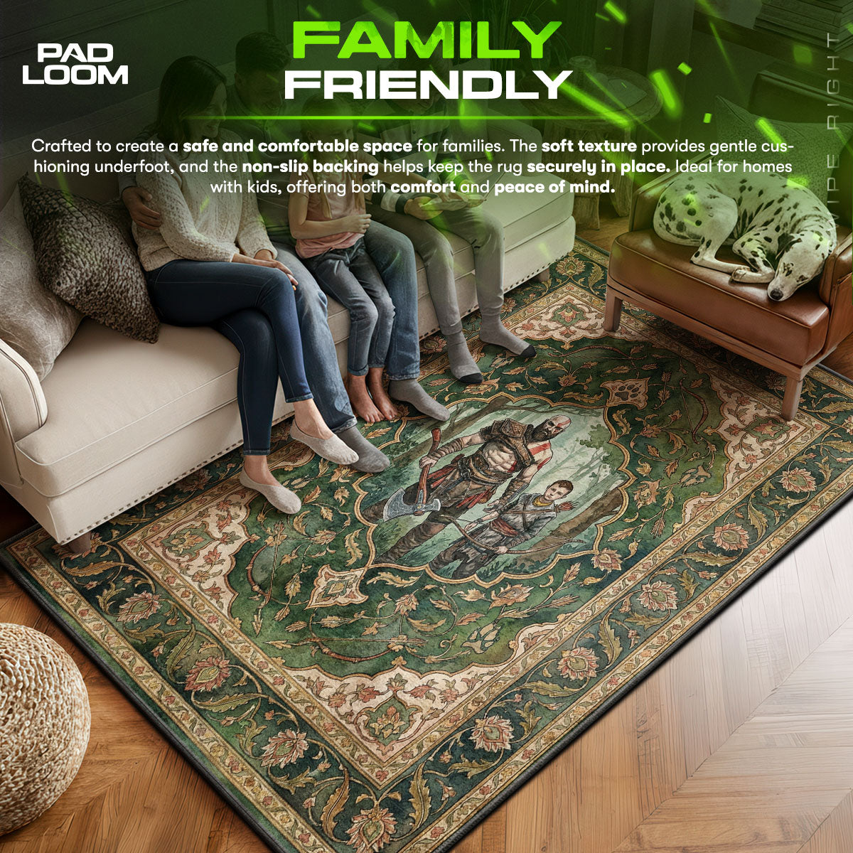 Kratos & Atreus Nordic Forest Rug - God of War Chair Mat