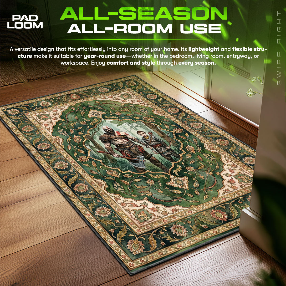 Kratos & Atreus Nordic Forest Rug - God of War Chair Mat