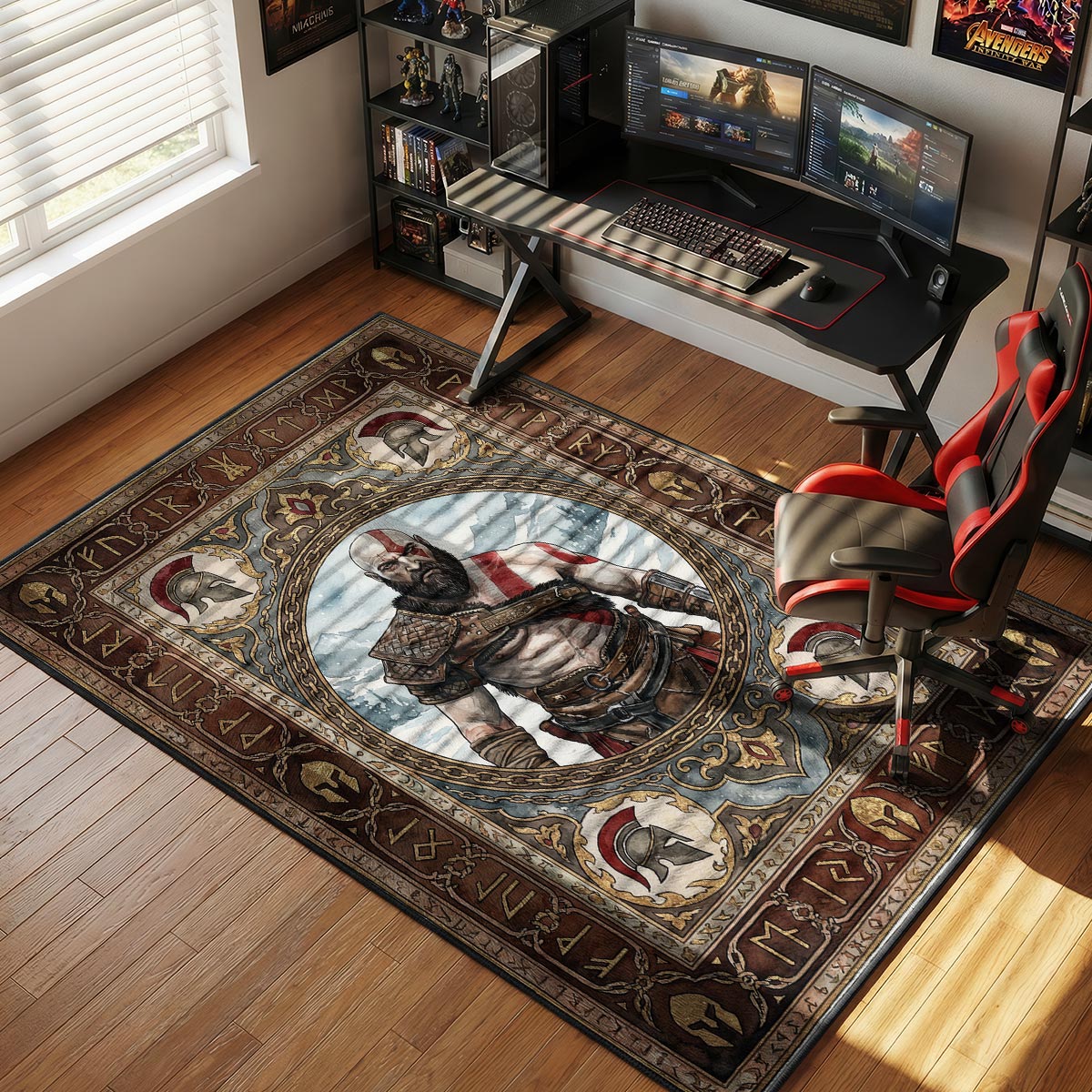 Kratos Norse Portrait Rug - God of War Chair Mat