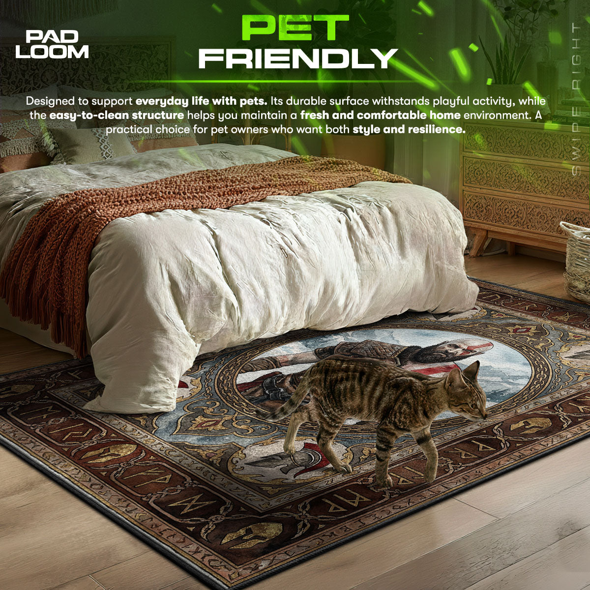 Kratos Norse Portrait Rug - God of War Chair Mat