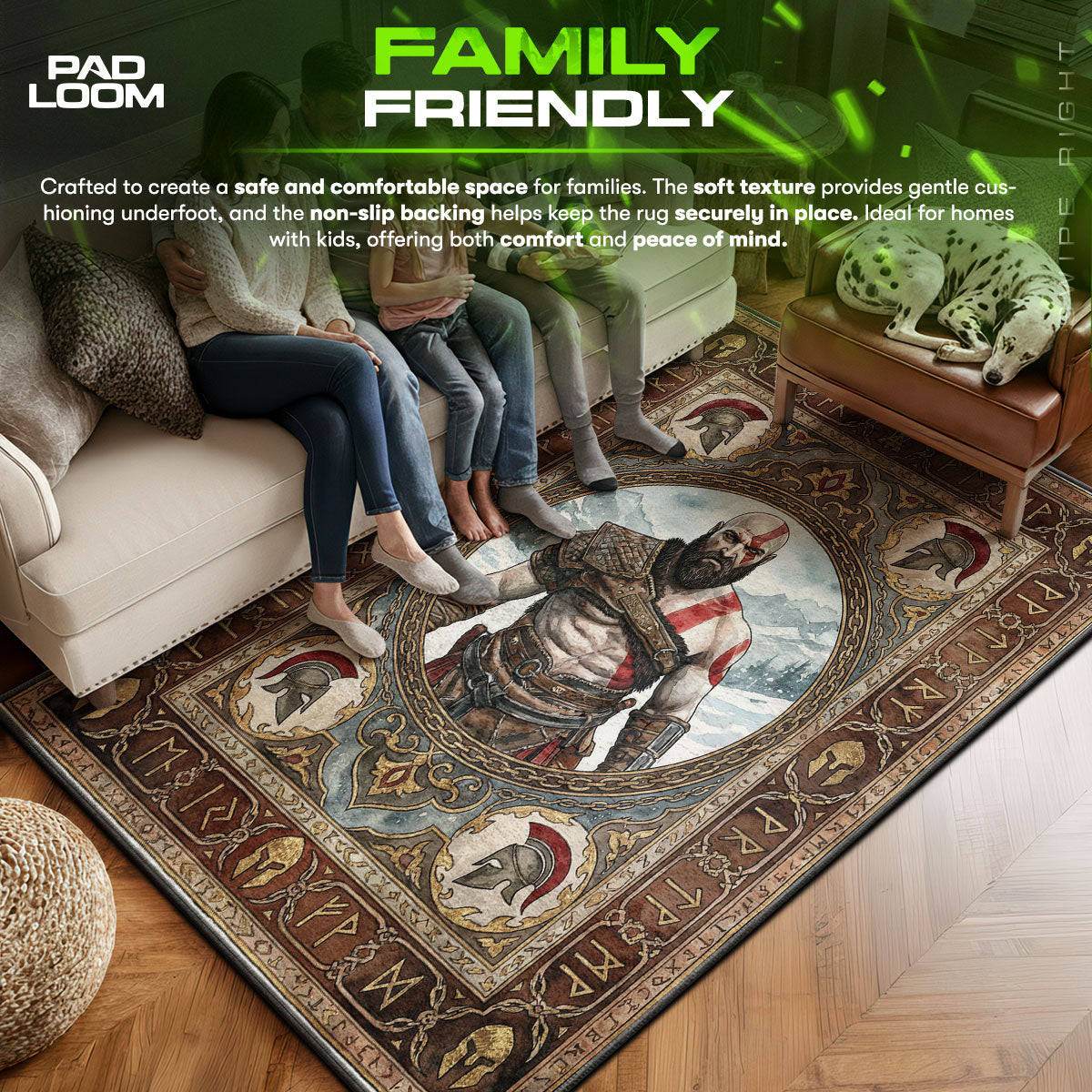 Kratos Norse Portrait Rug - God of War Chair Mat