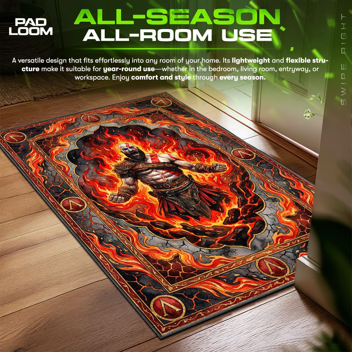 Kratos Spartan Rage Rug - God of War Chair Mat