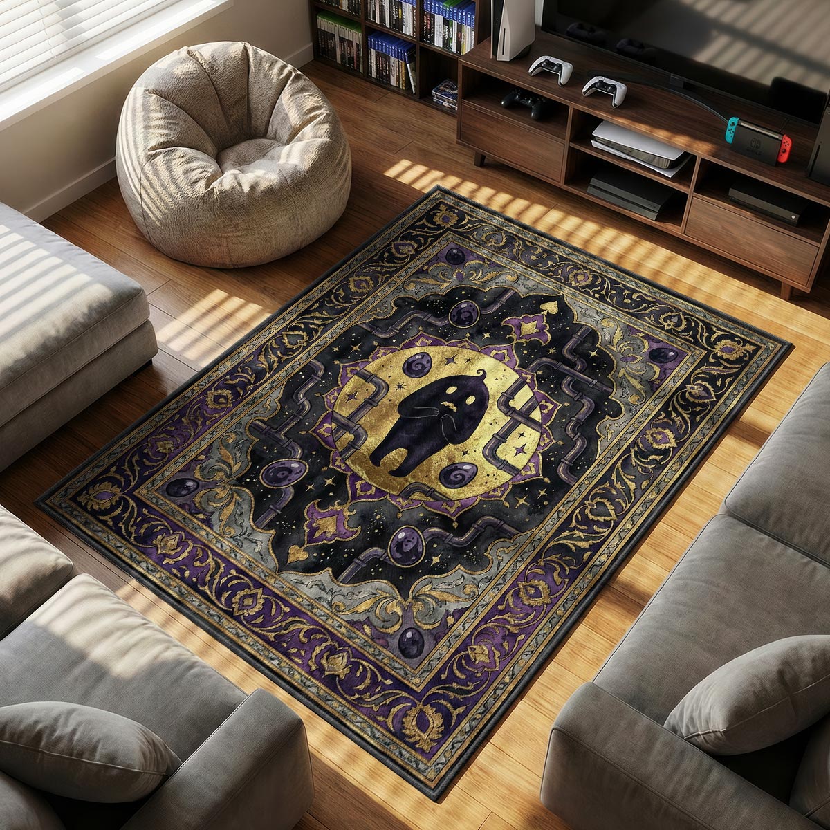 Krobus Shadow themed area rug for home decor fans