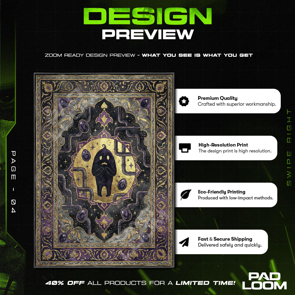 Chair character design printed on rug
