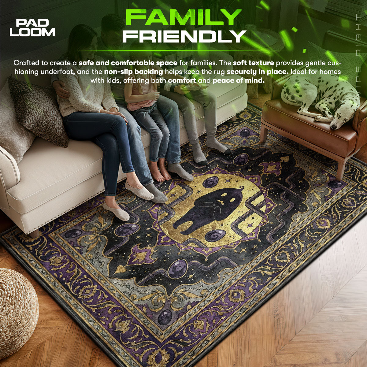 Krobus area rug showing full home decor artwork