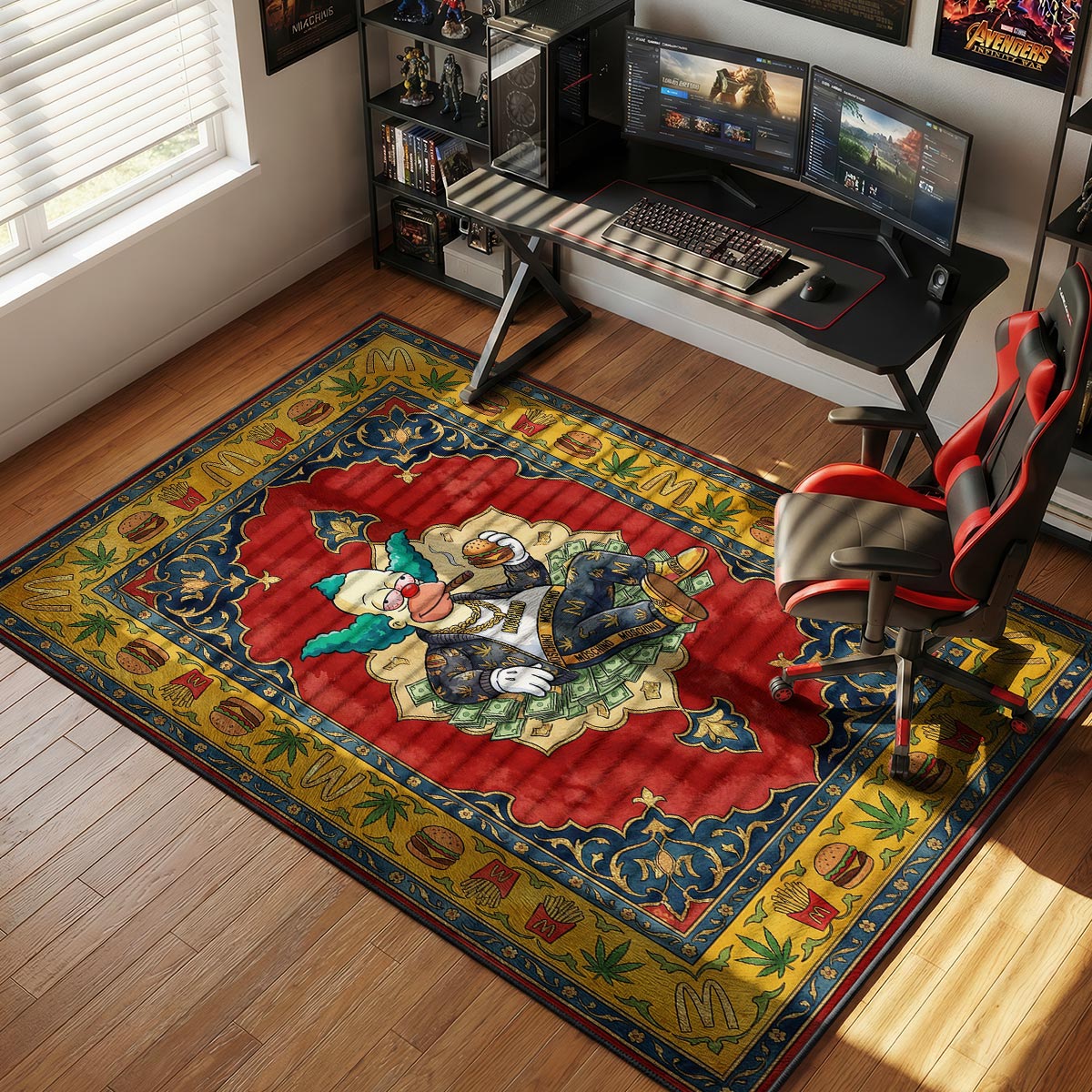 Krusty Clown Moschino Burger Hypebeast Floor rug — main product view