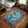 Krusty the Clown smoking a cigarette in an ornate vintage watercolor art style movie themed area rug and home theater mat.