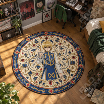 Kurapika Chains Hunter x Hunter round rug on a bedroom floor - Hunter x Hunter chair mat