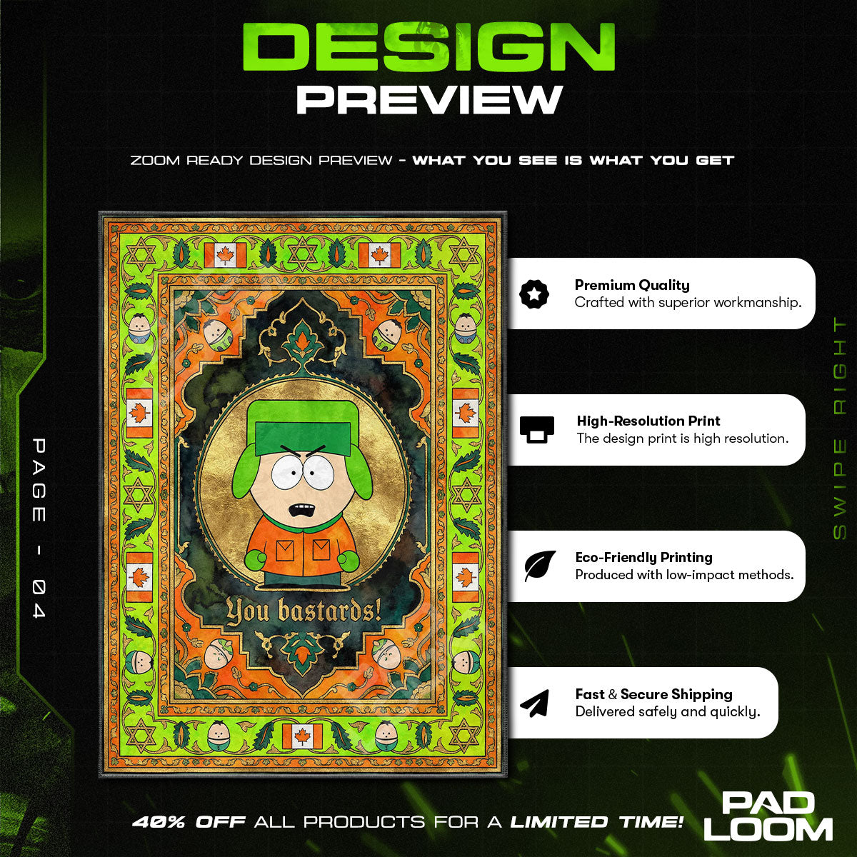Kyle You Bastards South Park Cartoon Area rug — main product view
