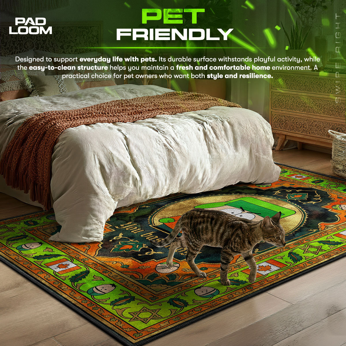 Kyle You themed area rug for home decor fans