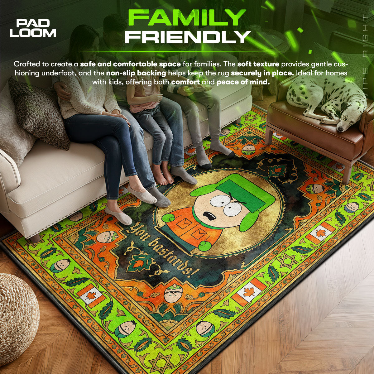 Area character design printed on rug